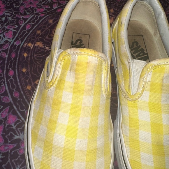 Vans Yellow Checkered Slip-On Sneakers - Picture 5 of 9